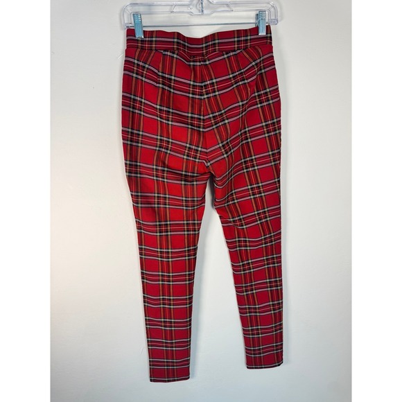 Tommy Hilfiger Women Red Plaid Skinny Pants Size 4 Leggings Style - Picture 2 of 6
